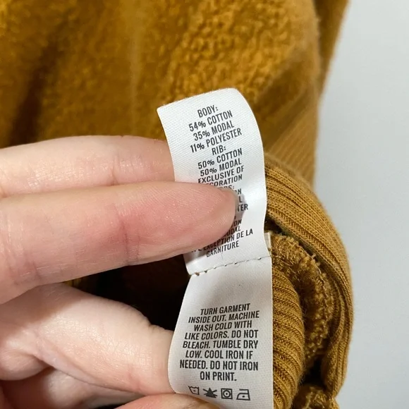 Aerie Cozy Good Vibes Oversized Sweatshirt in Mustard Yellow Size Large - Picture 7 of 8